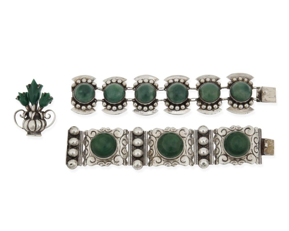 Appraisal: A group of Mexican silver jewelry Second-Quarter th Century or