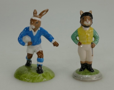 Appraisal: Royal Doulton Bunnykins figures Jockey DB and Rugby Player DB