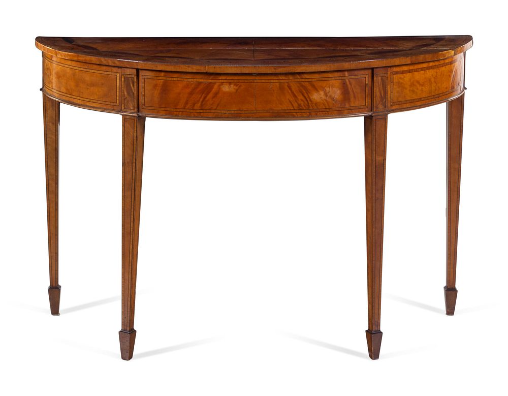 Appraisal: A George III Satinwood and Marquetry Demilune Table A George