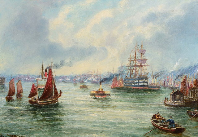 Appraisal: BERNARD BENEDICT HEMY - A busy harbour entrance indistinctly signed