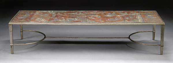 Appraisal: A silvered metal and Chinese coromandel coffee table th century