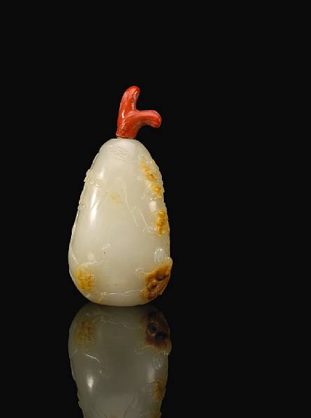 Appraisal: A nephrite snuff bottle th Century Of natural pebble form