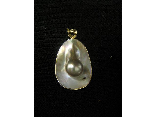 Appraisal: Pearl Pendant or Enhancer silver black Blister pearl in k