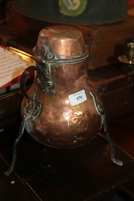 Appraisal: AN ANTIQUE DUTCH COPPER COFFEE POT on metal supports and