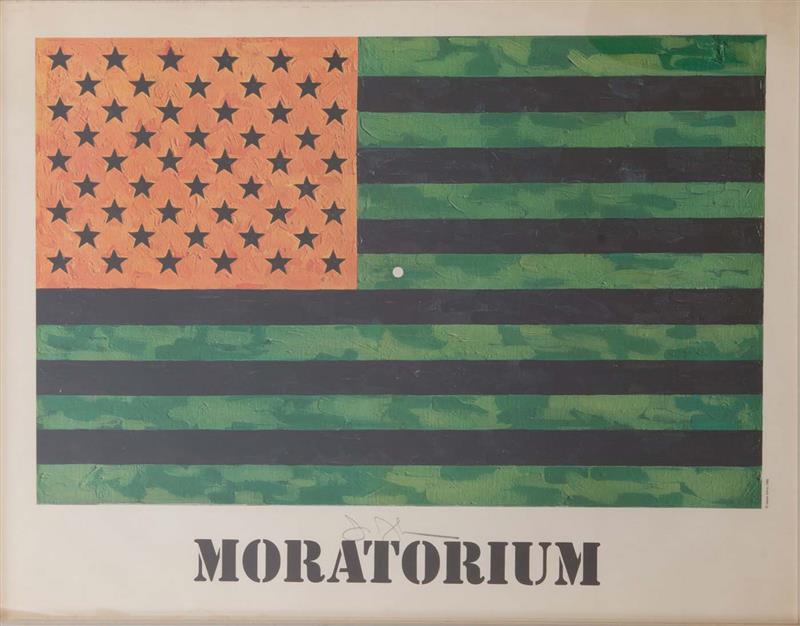 Appraisal: JASPER JOHNS b MORATORIUM POSTER Offset lithograph on paper signed