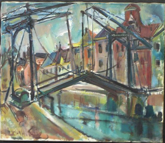 Appraisal: Marion Huse American - The Drawbridge oil on canvas signed