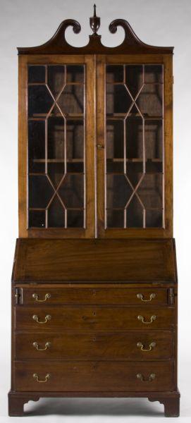 Appraisal: Custom Chippendale Secretary Desk late th century mahogany and yellow