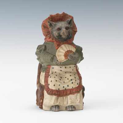 Appraisal: A Figural Cat Humidor by Johann Maresch Pottery tobacco humidor