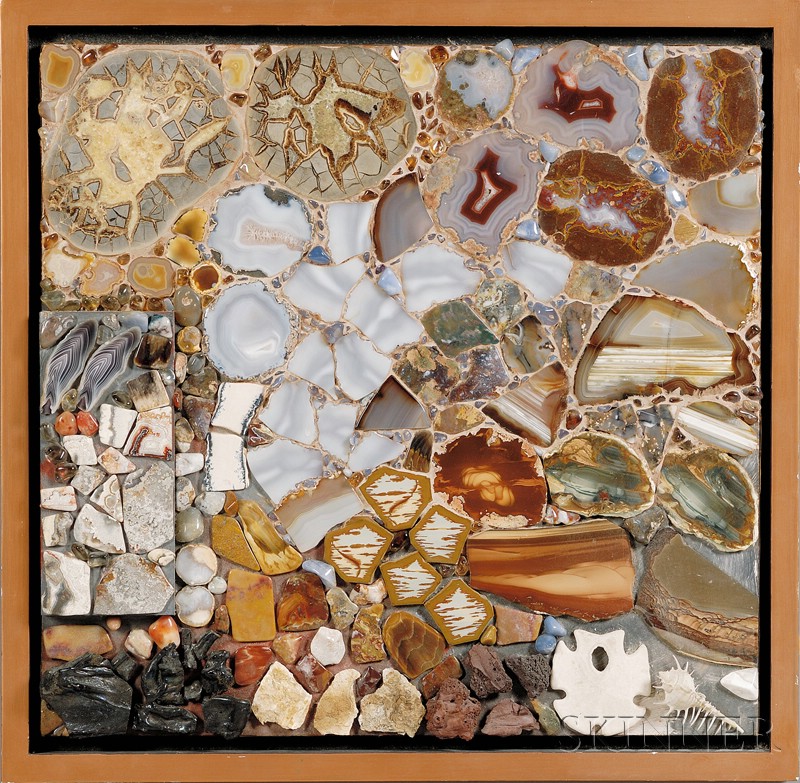 Appraisal: Miriam Rogers - Mosaic Stone shell and wood Massachusetts Square