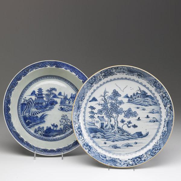 Appraisal: CHINESE EXPORT Two blue and white bowls with floral decoration