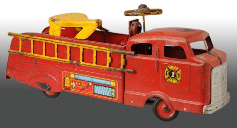 Appraisal: Pressed Steel Marx Ride-On Fire Truck Toy Description American Marked