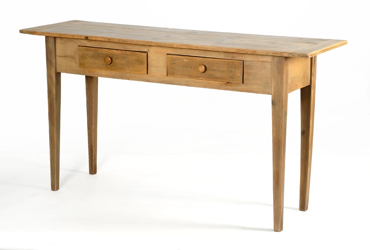 Appraisal: TH CENTURY TWO-DRAWER UTILITY TABLE in pine with natural finish