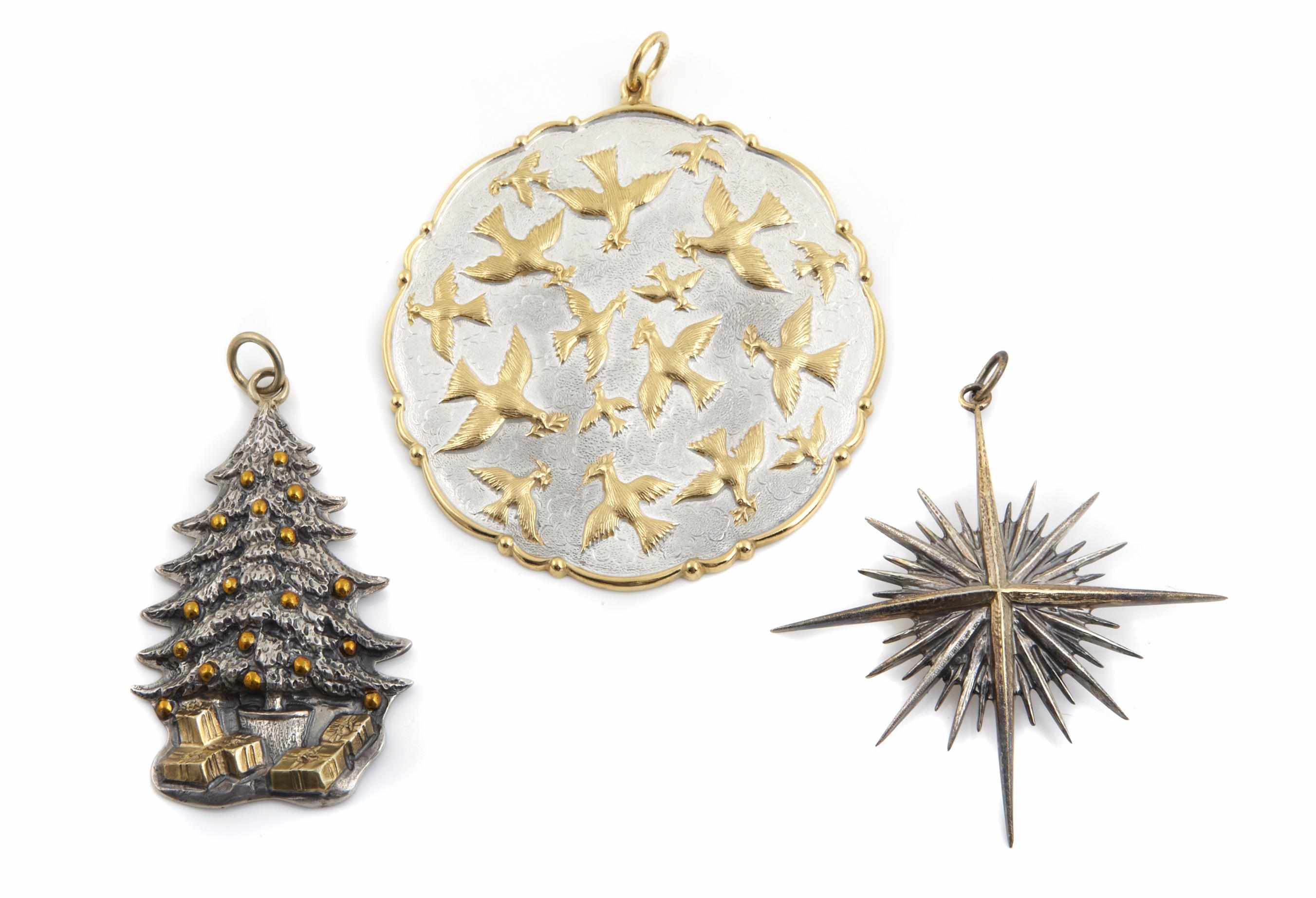 Appraisal: Collection of twenty-four Italian sterling parcel-gilt limited edition Christmas ornaments