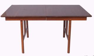 Appraisal: Mid-century dining table with cross-beam legs that feature woven wicker