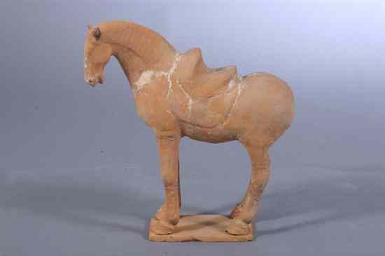 Appraisal: CHINESE POTTERY FIGURE OF HORSE Tang Dynasty - in high