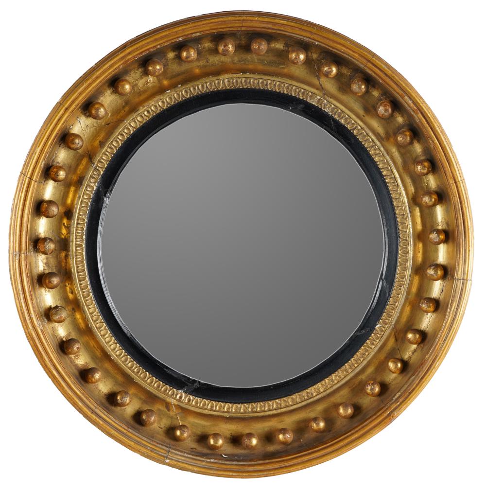 Appraisal: FEDERAL-STYLE GILTWOOD CONVEX MIRRORCondition cracks to wood rubbed wear to