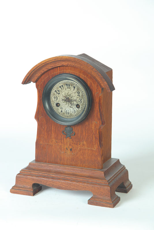 Appraisal: ART NOUVEAU MANTEL CLOCK European late th century oak Arched