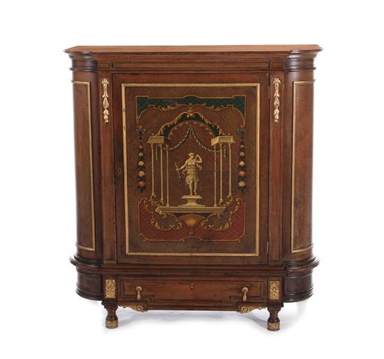 Appraisal: Continental style painted mahogany console cabinet early th century D-shaped