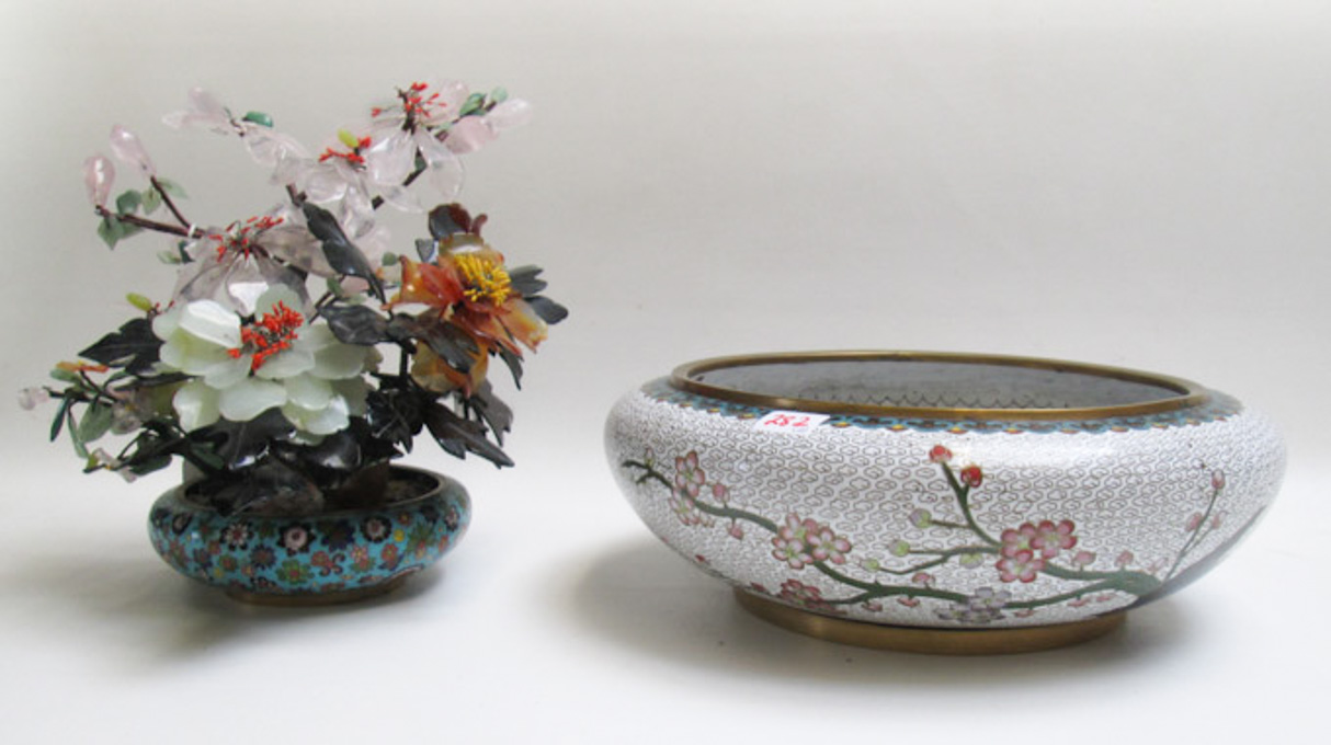 Appraisal: TWO PIECES OF DECORATIVE CHINESE CLOISONNE the first a twelve