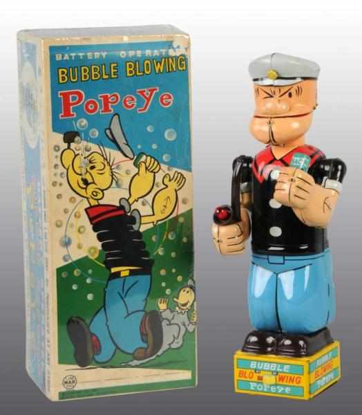 Appraisal: Tin Linemar Bubble Blowing Popeye Battery-Op Toy Description Japanese Working