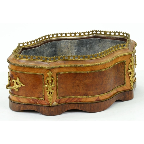 Appraisal: A French tulipwood and amboya jardiniere late th c of