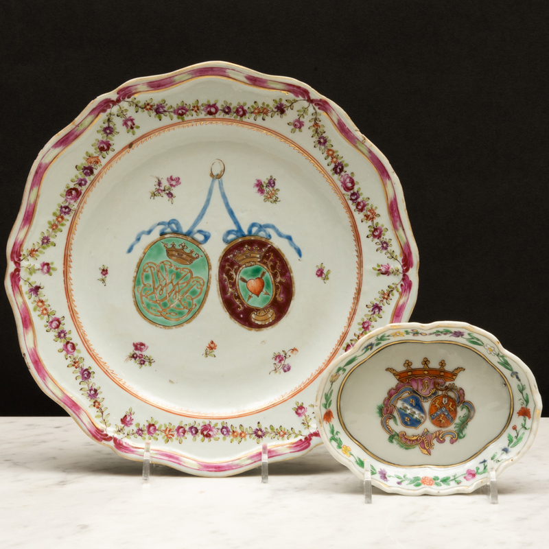 Appraisal: Chinese Export Porcelain Dutch Market Armorial Plate and a Spoon