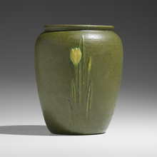 Appraisal: Eva Russell for Grueby Faience Company VASE WITH CROCUSES USA