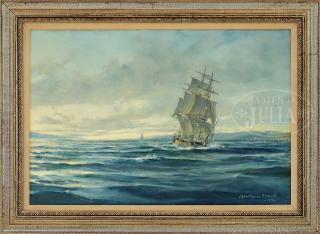 Appraisal: CHRISTOPHER BLOSSOM American - THE PURSUIT Oil on canvas nautical