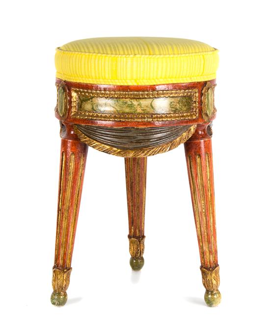 Appraisal: Sale Lot A Painted and Upholstered Stool th century having