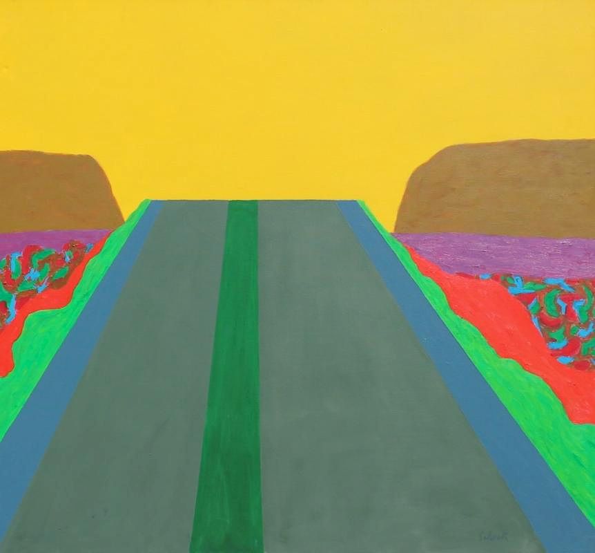 Appraisal: William Schock American - Turnpike III c Acrylic on canvas