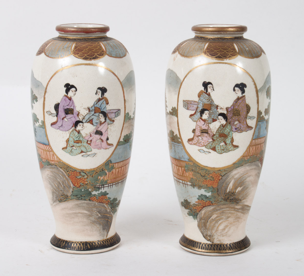 Appraisal: Pair of Japanese Satsuma earthenware cabinet vases early th century