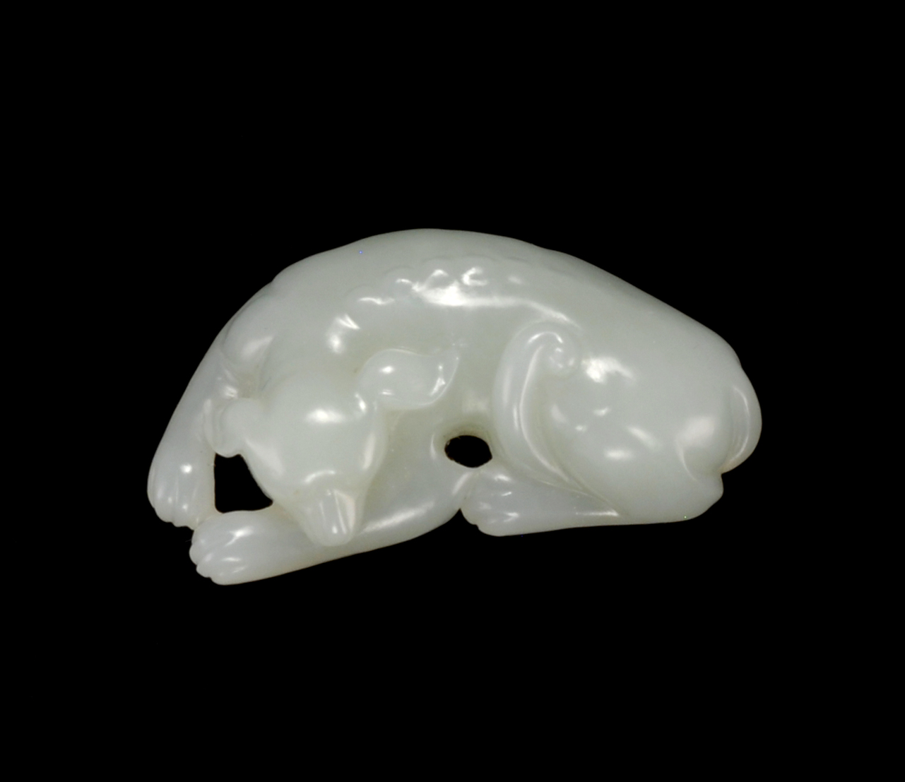 Appraisal: WHITE JADE PENDANT th th CenturyIn the form of a