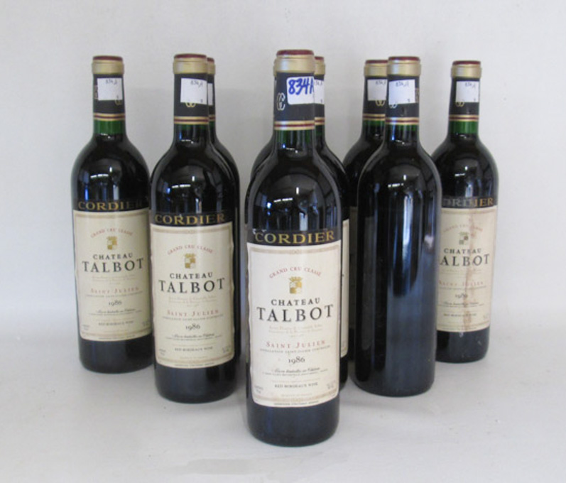 Appraisal: NINE BOTTLES OF VINTAGE FRENCH RED BORDEAUX WINE Chateau Talbot