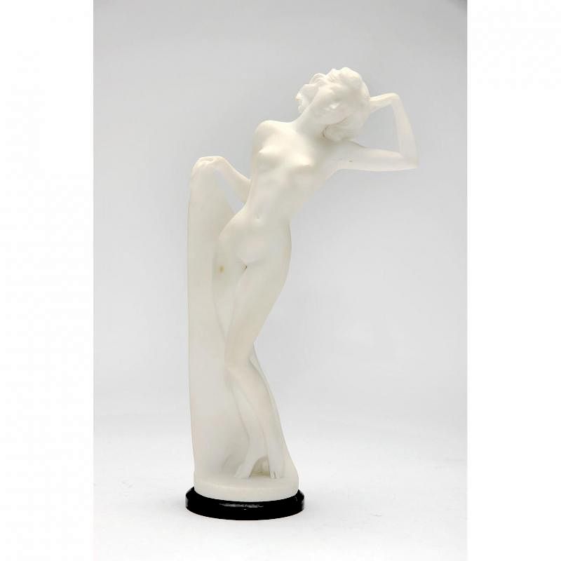 Appraisal: Art Deco Carved Stone Nude Female Sculpture early th century