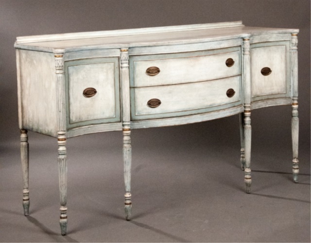 Appraisal: Continental Style Painted Sideboard Two drawers flanked by cabinets H