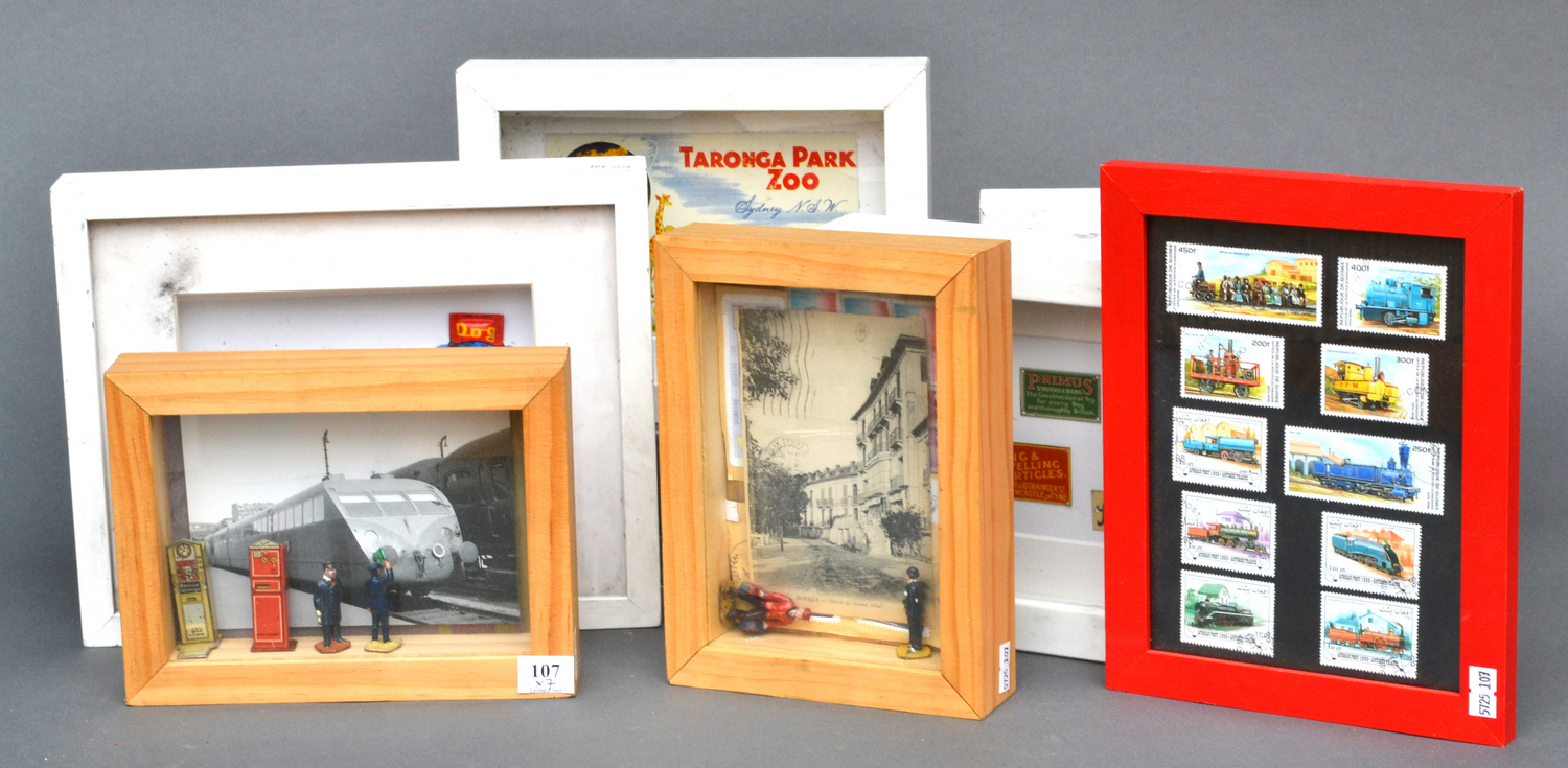 Appraisal: A COLLECTION OF SEVEN BOX FRAMED DIORAMAS DEPICTING SCENES RELATED