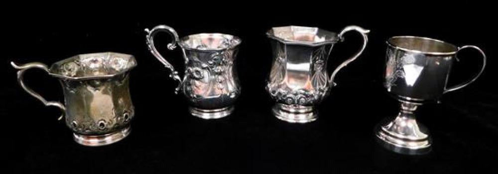 Appraisal: SILVER Four silver cups including one stamped coin with floral