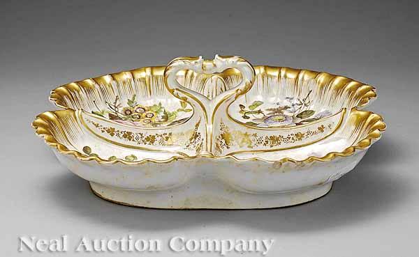 Appraisal: A Paris Porcelain Polychrome and Gilt-Decorated Sweetmeat Server mid- th