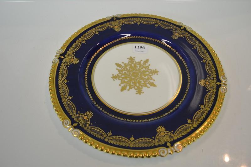 Appraisal: AYNSLEY ROYAL BLUE GILDED CABINET PLATE