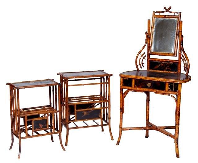 Appraisal: A VICTORIAN BAMBOO AND BLACK LACQUER DRESSING TABLE with a