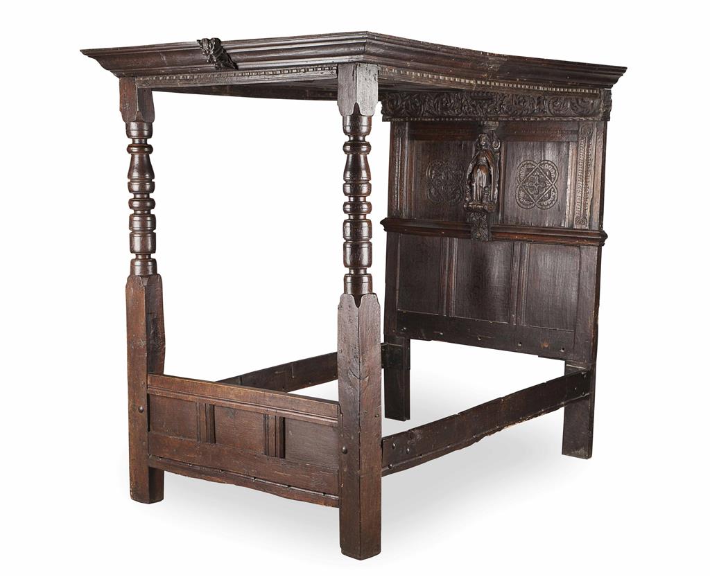 Appraisal: CHARLES II OAK TESTER BED TH CENTURY WITH ALTERATIONS the