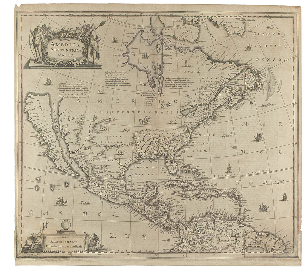 Appraisal: HONDIUS HENRICUS America Septentrionalis Double-page engraved map of North America