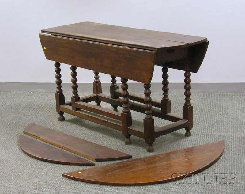 Appraisal: William Mary Elmwood Drop-leaf Gate-leg Table England damage ht lg