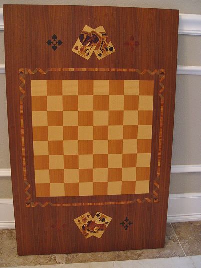 Appraisal: INLAID GAME BOARD Card design with checker or chess board