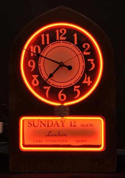 Appraisal: Telechron Clock Description s Red neon in a wood frame