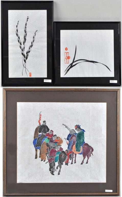 Appraisal: Chinese Rubbing Pigments Rice Paper comprising two signed watercolors and