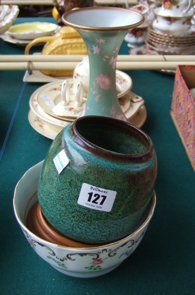 Appraisal: A late th century Studio pottery vase mottled green glaze