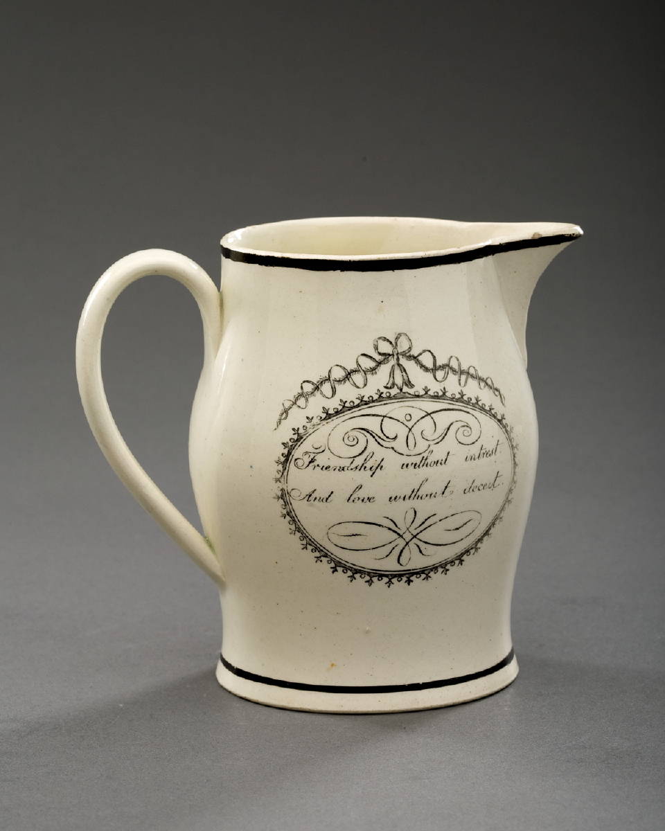 Appraisal: ENGLISH CREAMWARE BLACK TRANSFER-PRINTED JUG CIRCA - Printed on one