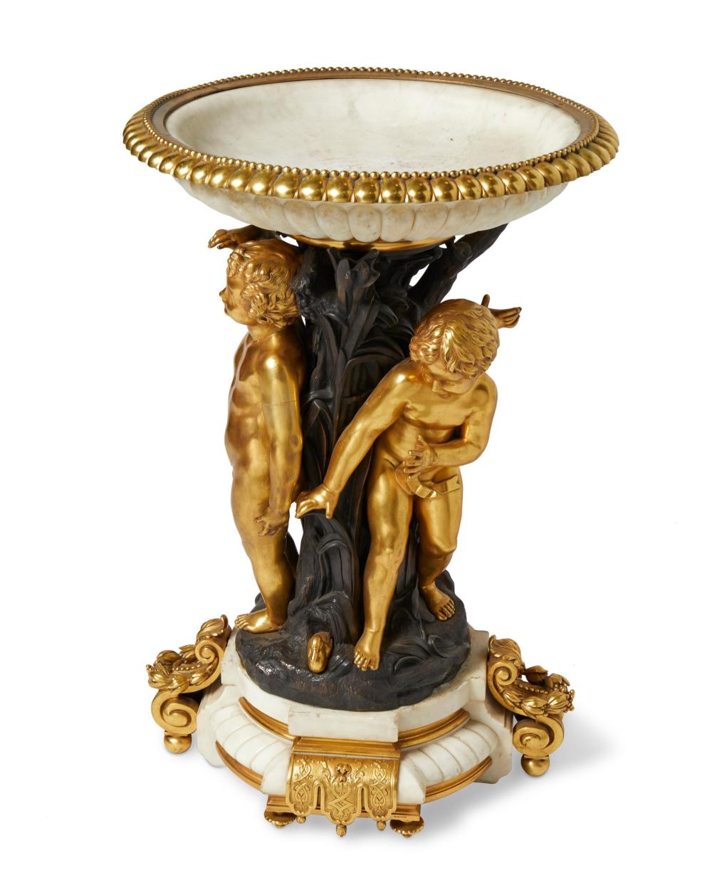 Appraisal: A MONUMENTAL TIFFANY CO BRONZE AND MARBLE CENTERPIECEA monumental Tiffany