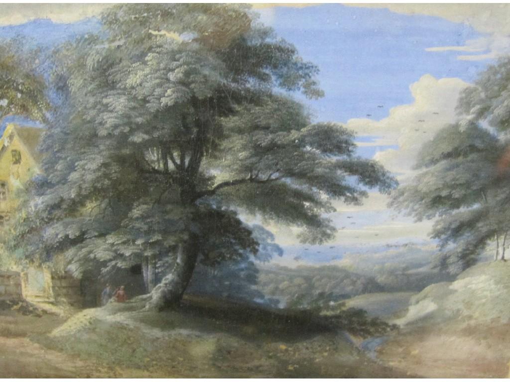 Appraisal: FLEMISH SCHOOL th CENTURY A wooded Landscape with figures resting